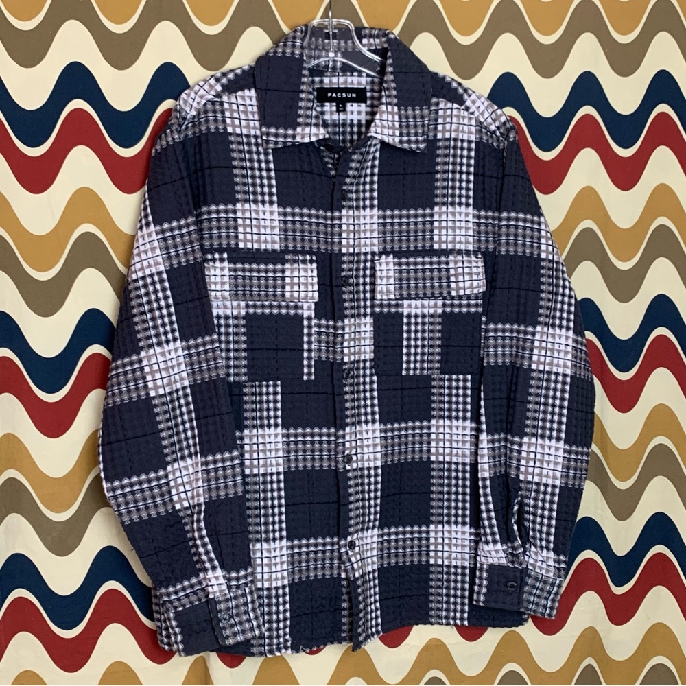 Pac Sun Waffle Weave Button Up Size L/XL GUC